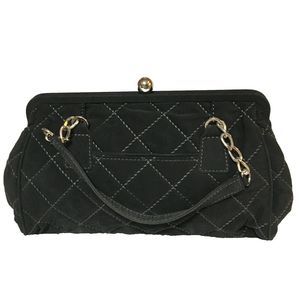 VERA BRADLEY Black Quilted Microfiber Handbag/Purse ,Silver Chain Handle